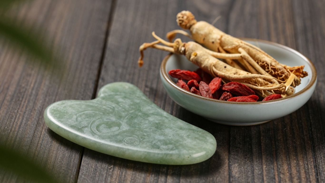 Traditional Chinese medicine tools and herbs for wellness.