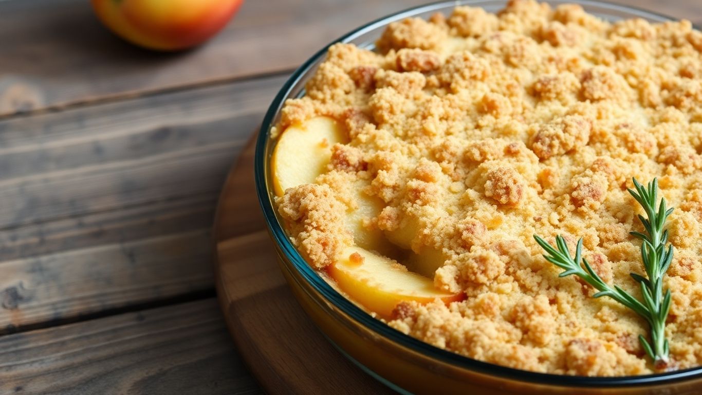 Savory apple casserole with streusel topping.