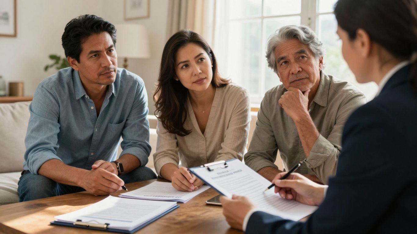 Couple planning for long-term care with an agent.