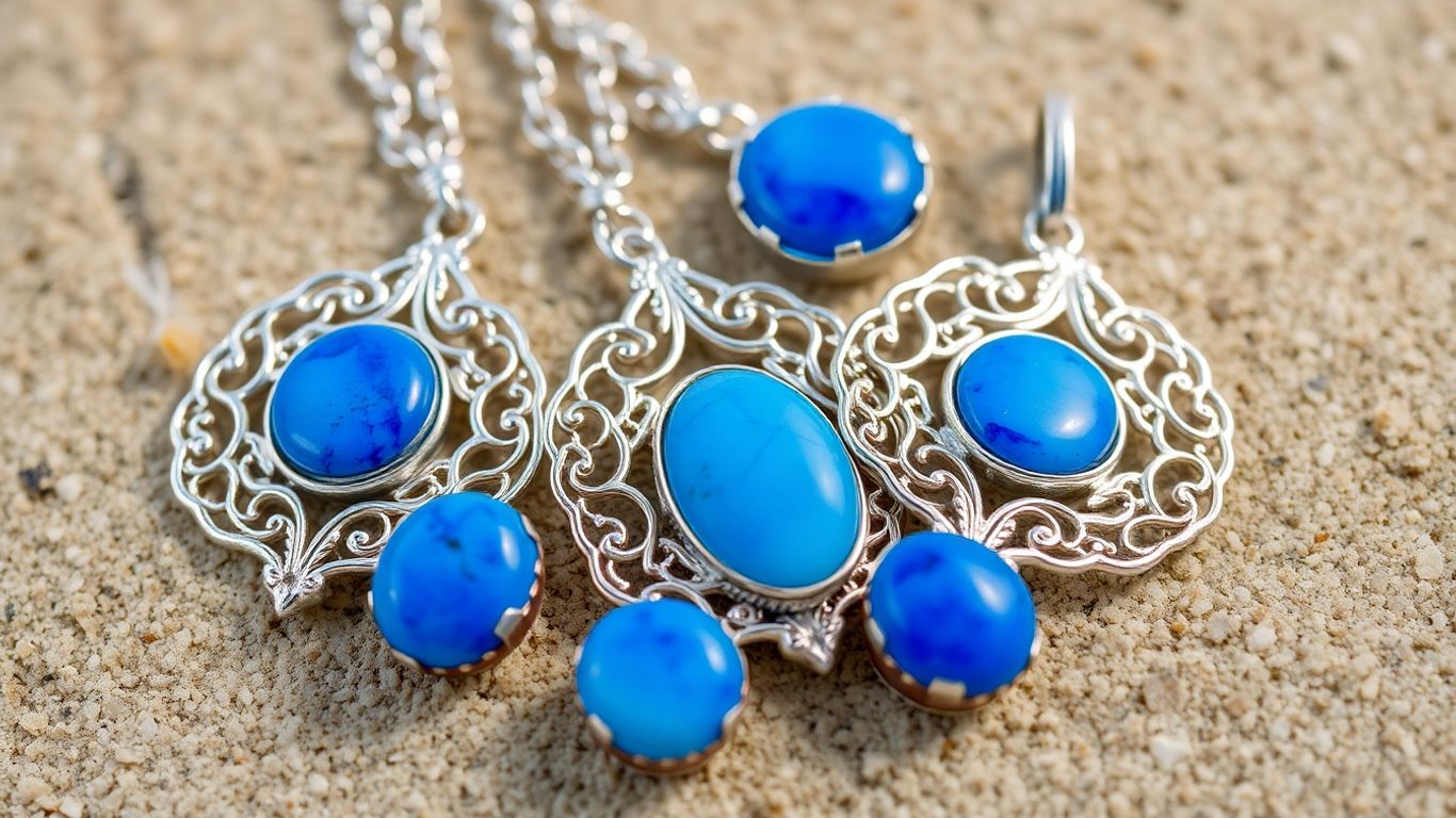 Bijoux corses faits main avec des pierres bleues