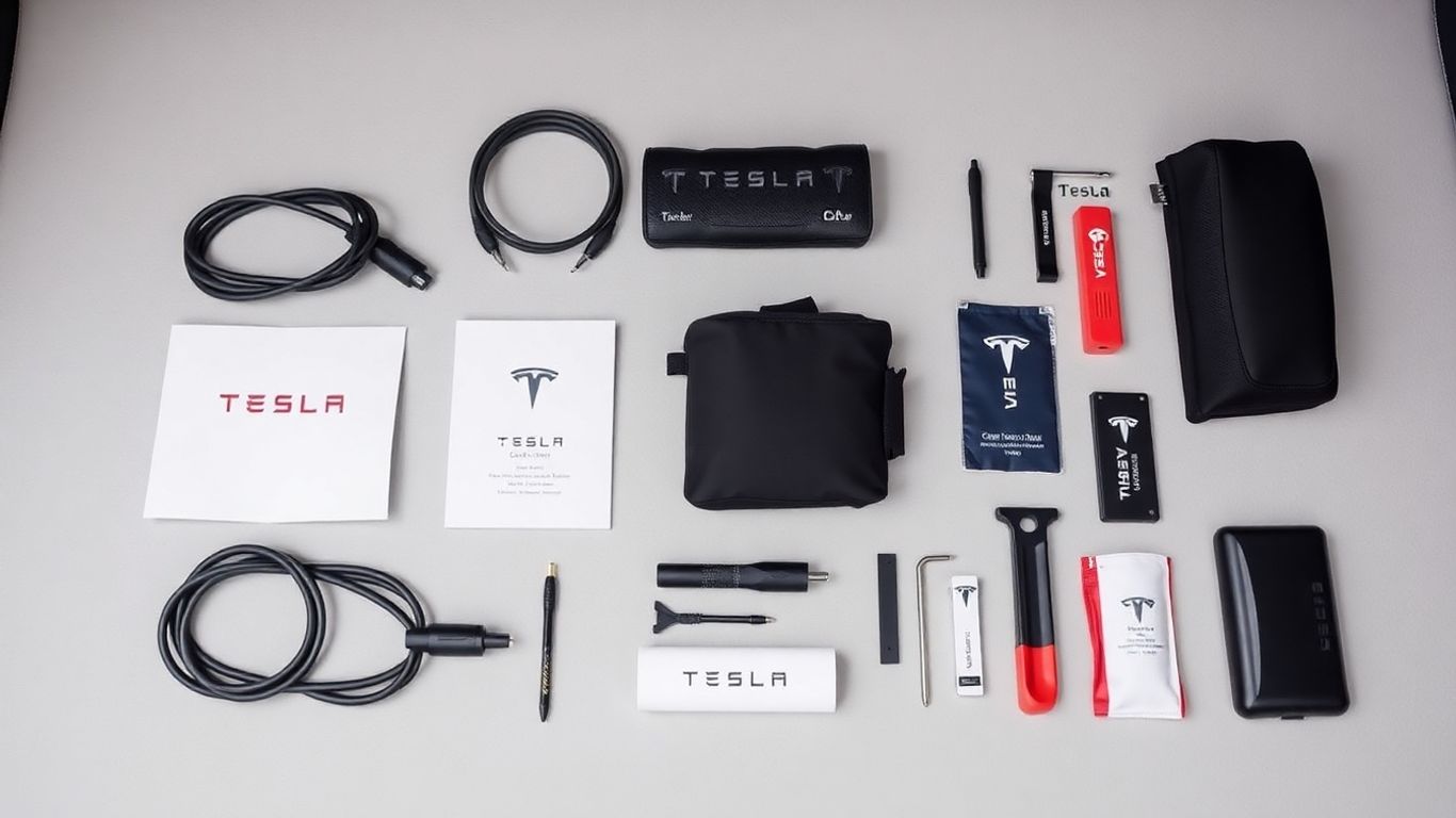 Tesla accessory travel kit for road trips.