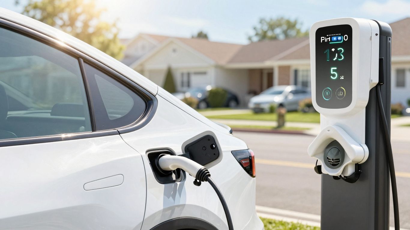 Voiture électrique en charge à domicile