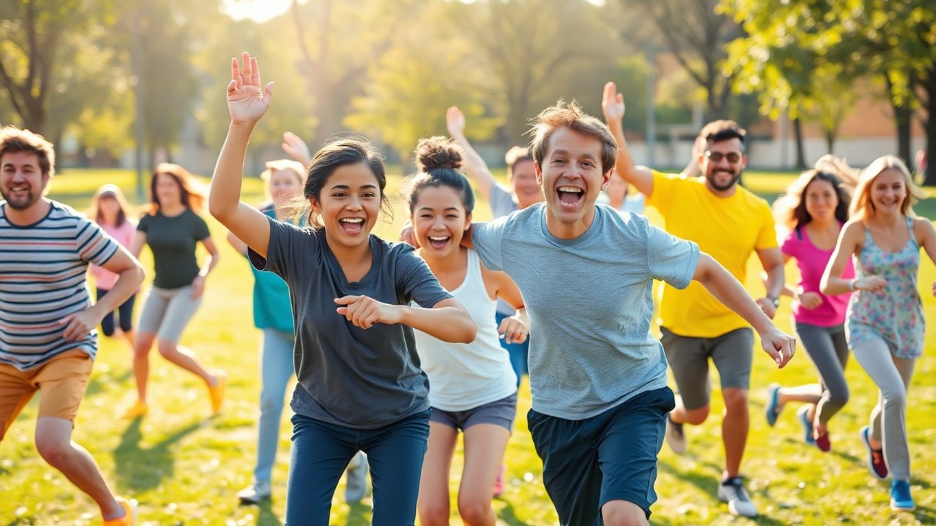 Menschen aller Altersgruppen treiben Sport im Freien.