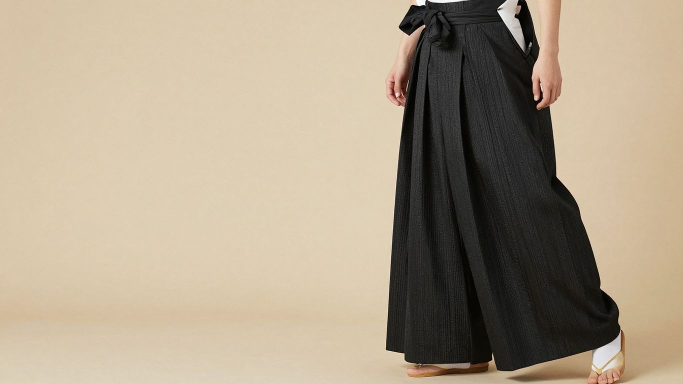 Stylish black hakama pants for modern fashion.