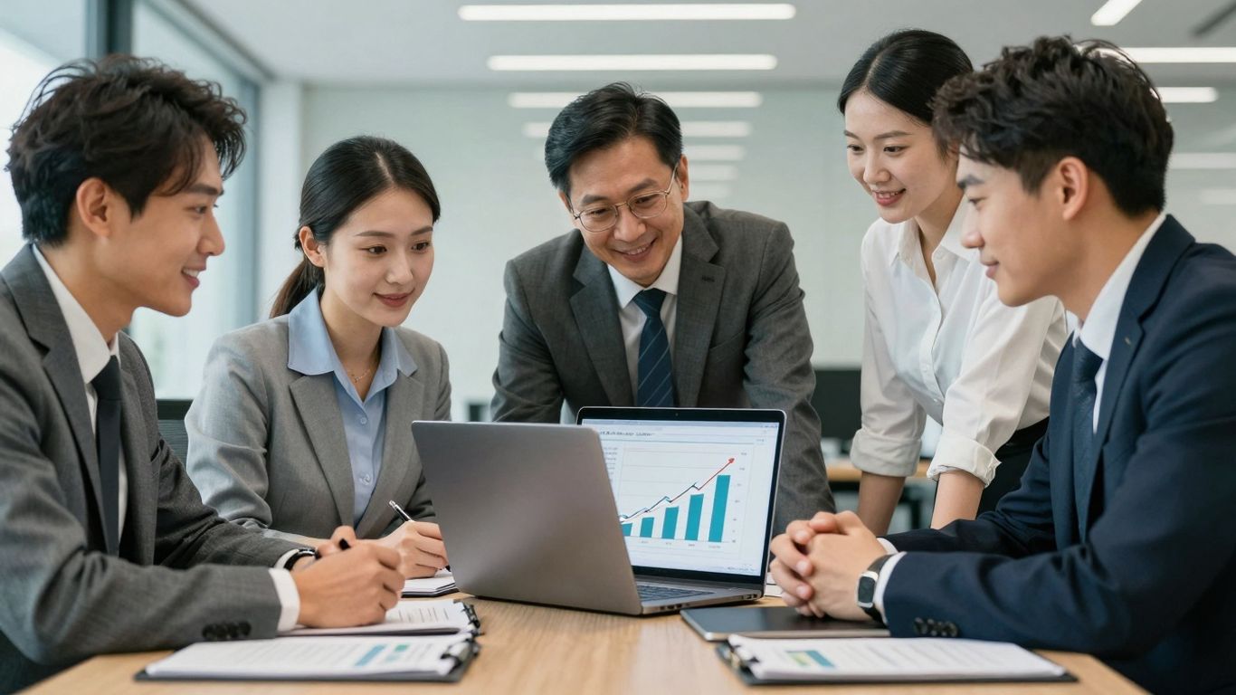 ทีมงานผู้เชี่ยวชาญกำลังทำงานร่วมกันเพื่อธุรกิจ