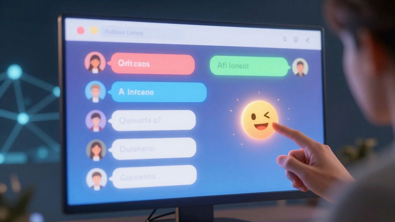 AI chat interface with friendly avatar and user interaction.