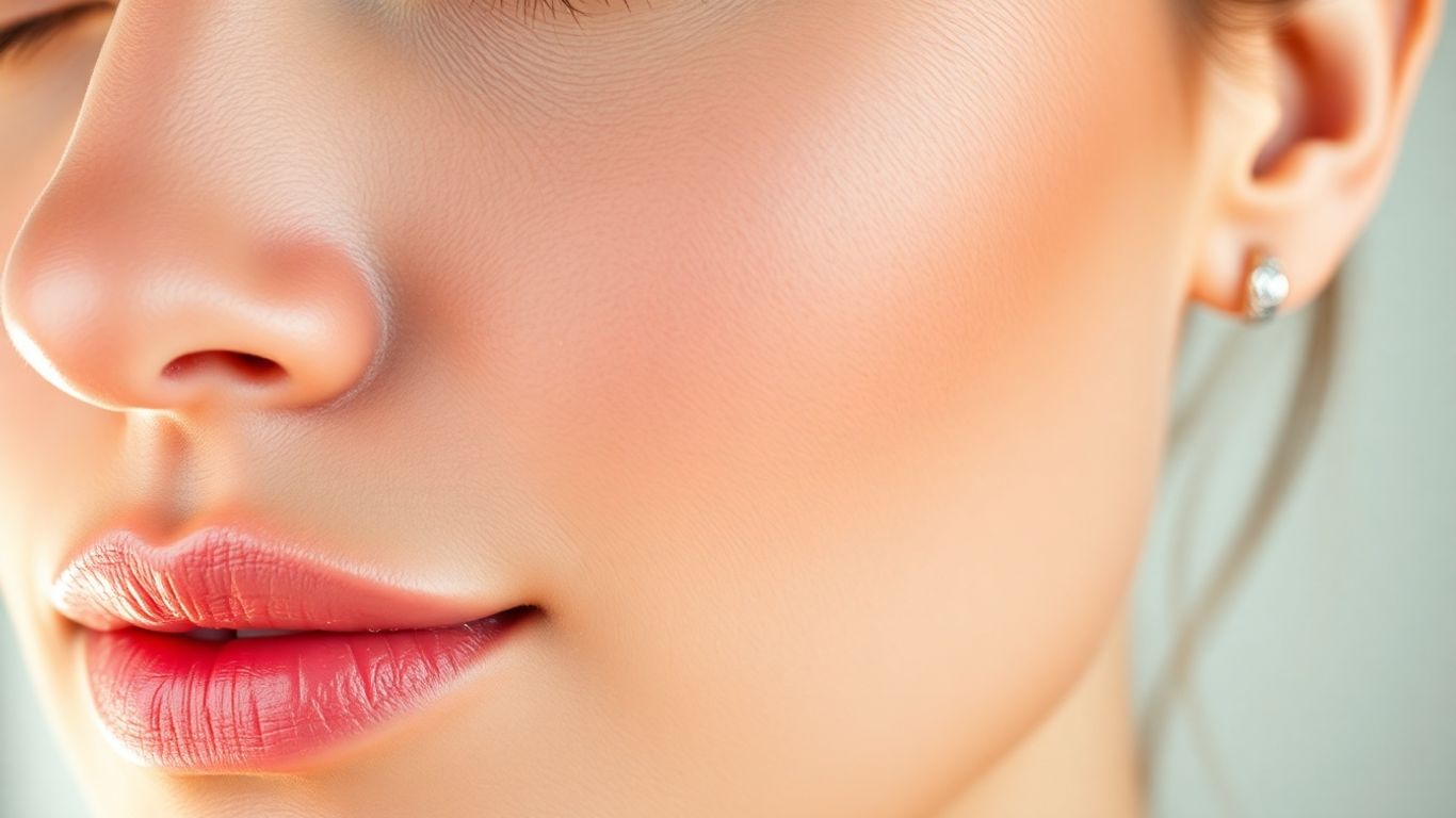 Woman's face with radiant, lifted, and firm skin.