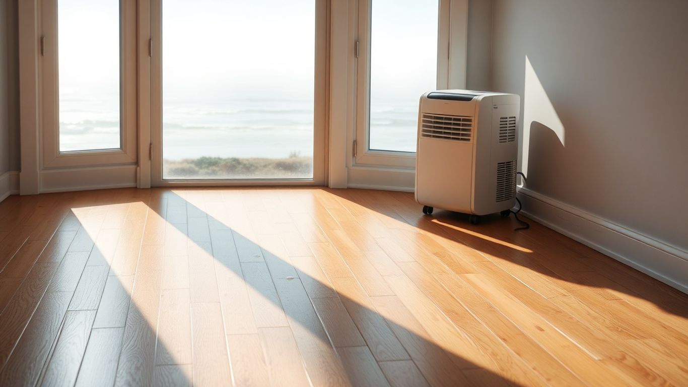 Coastal home wood floor with moisture prevention.