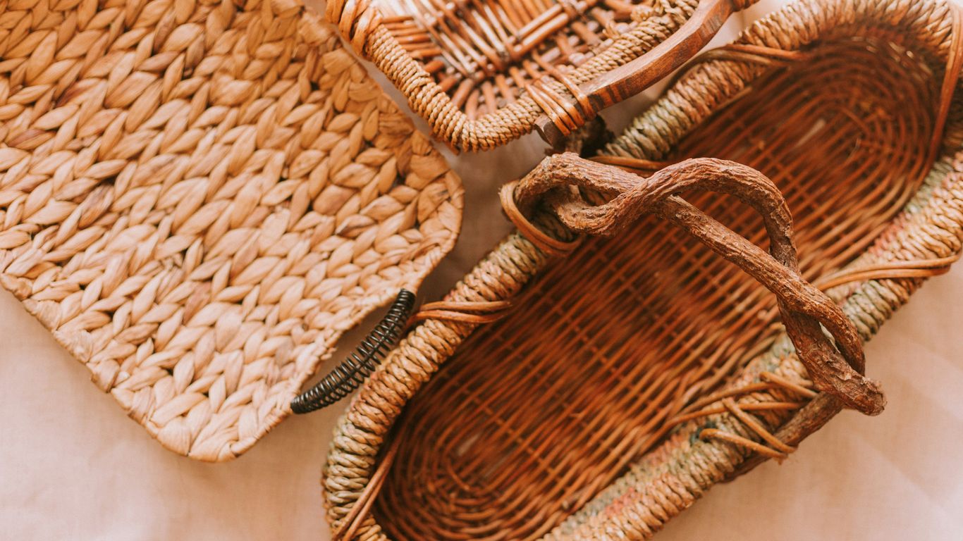 brown wicker baskets