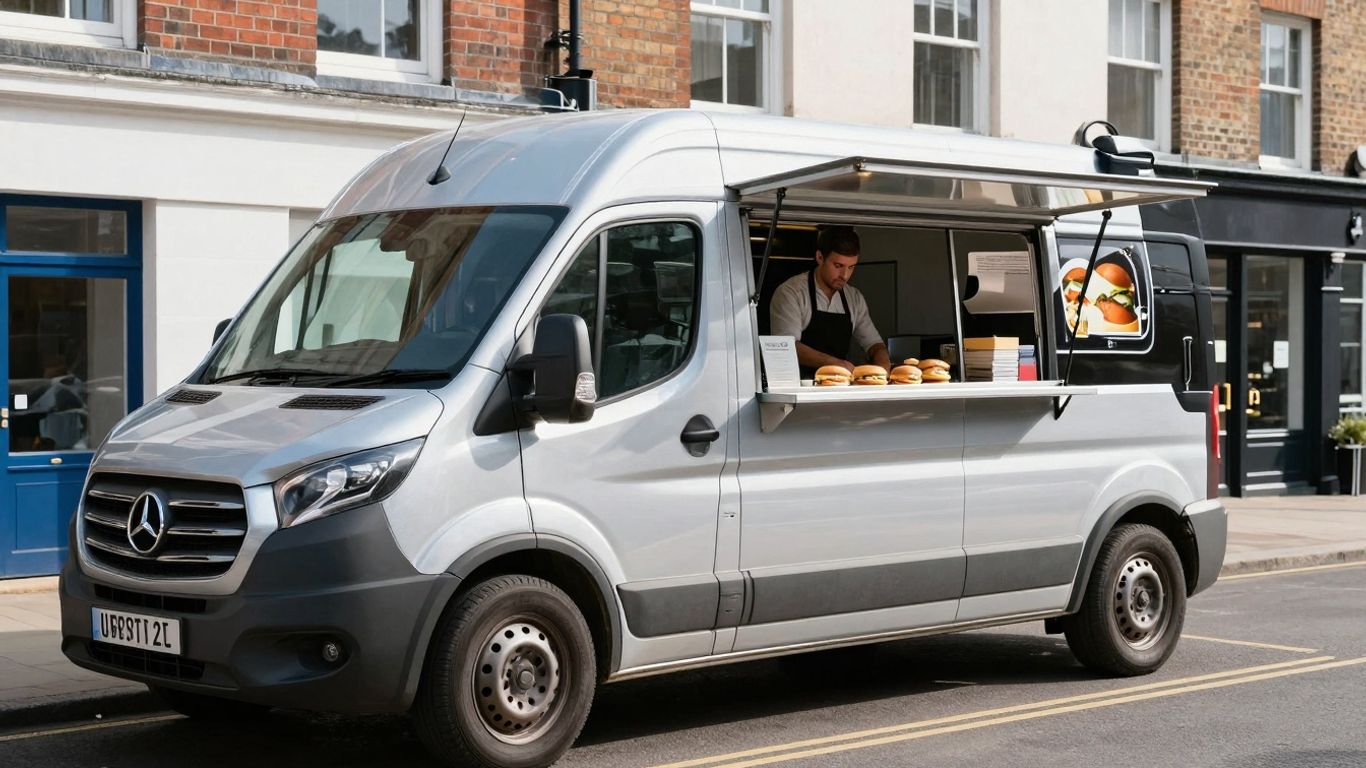 Burger van for sale on a UK street.