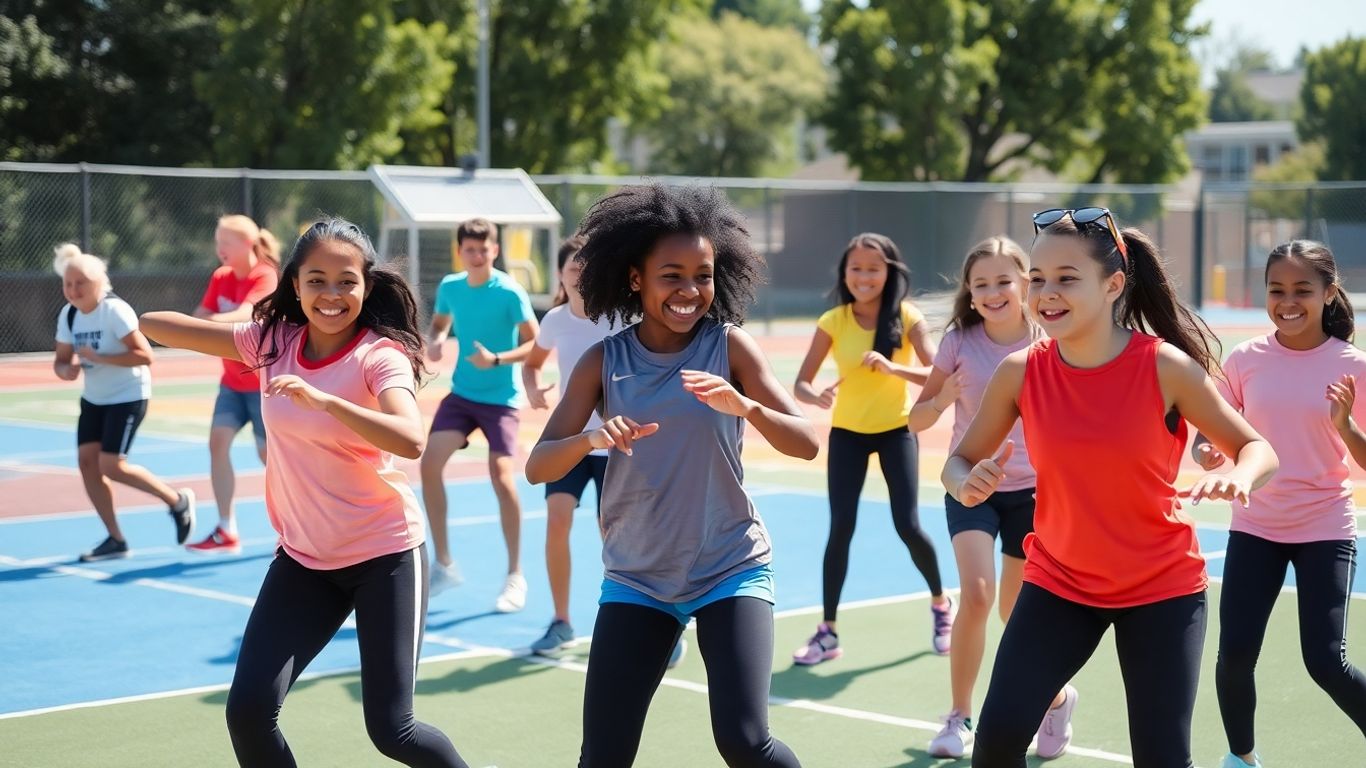Schüler machen Aufwärmübungen im Sportunterricht