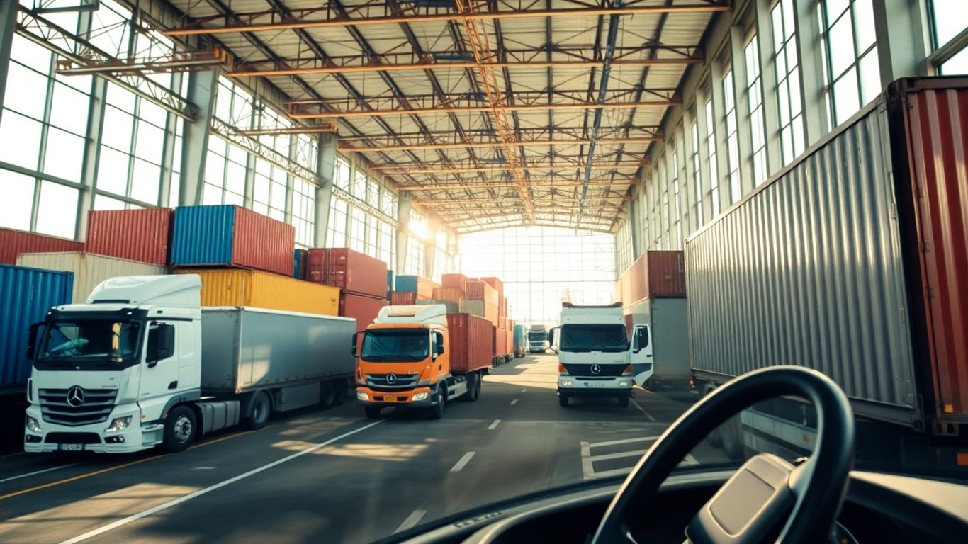 Freight agent in a busy logistics hub.