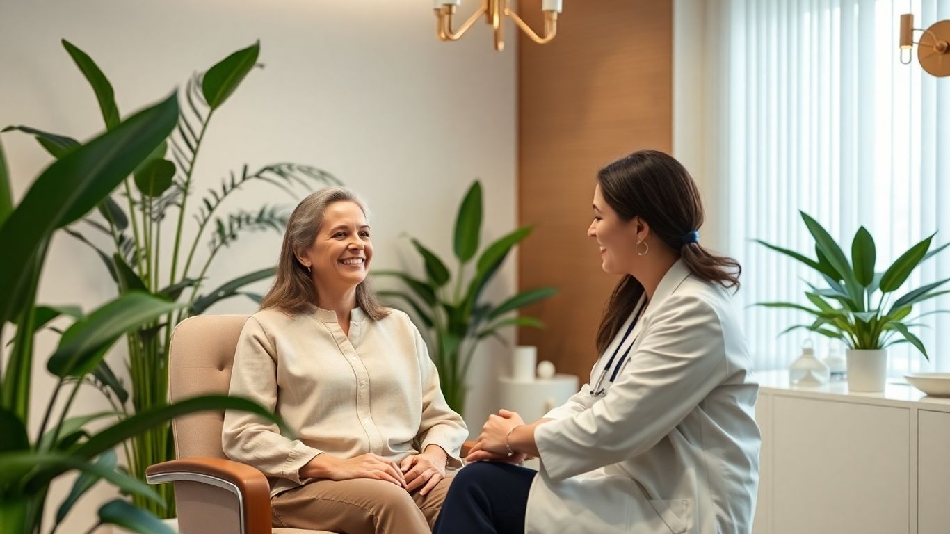 Patient receiving attentive care in a luxurious clinic setting.