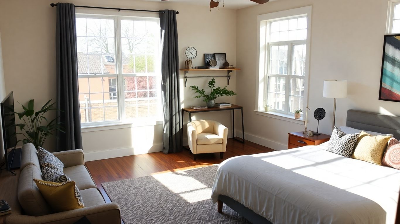 Nashville Airbnb interior with modern decor and sunlight.