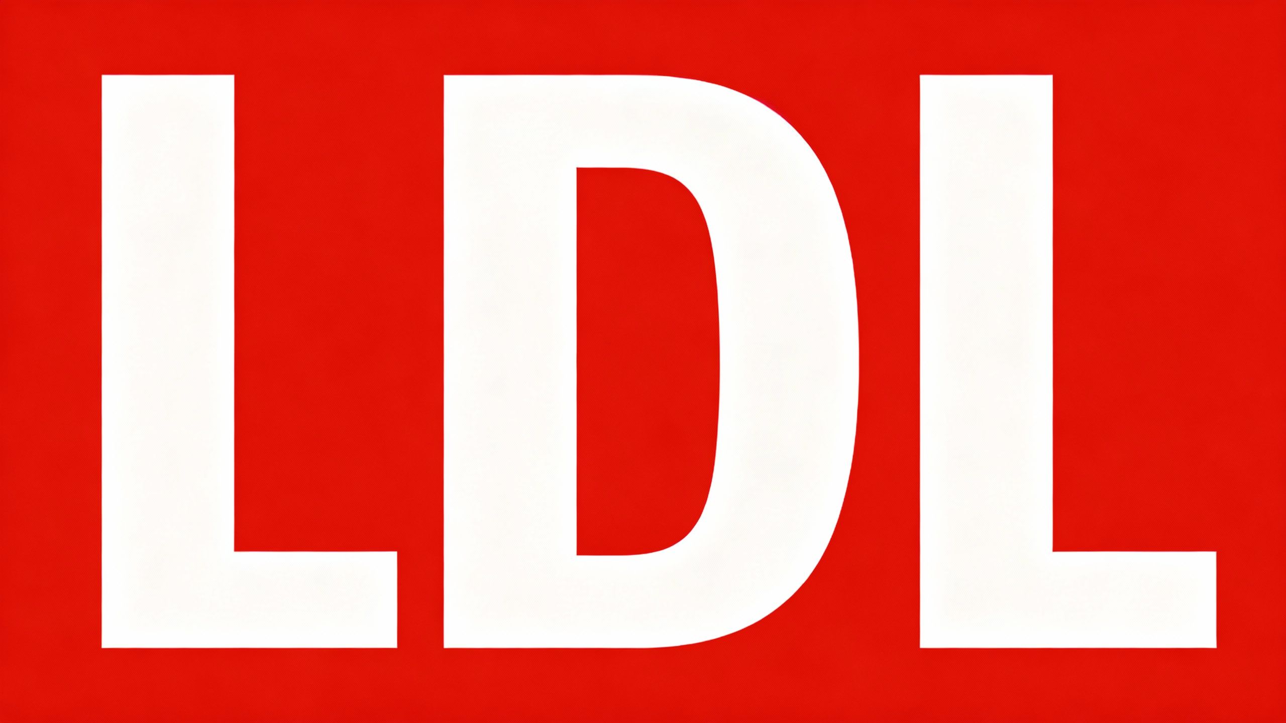 Red background with bold white LDL text