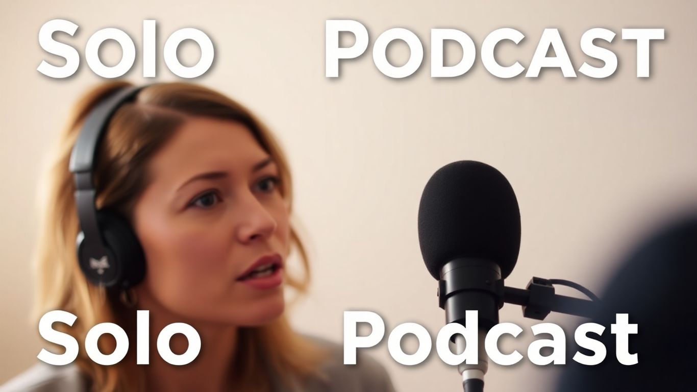 Solo podcast recording with microphone
