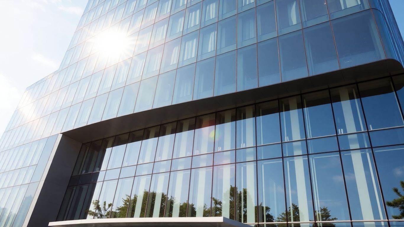 Moderne Hotelarchitektur aus Glas und Stahl