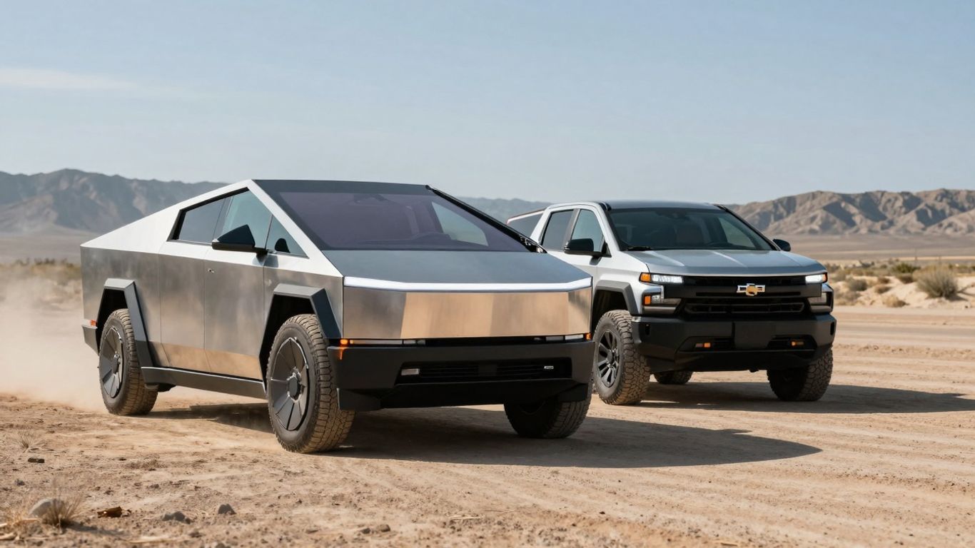 Tesla Cybertruck and Chevrolet Silverado EV face off.