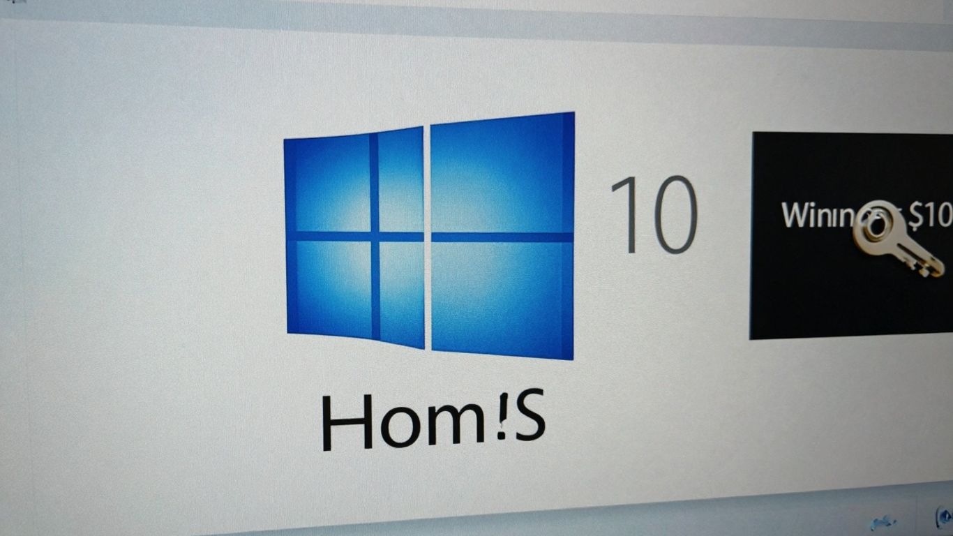 Logo de Windows 10 Home con clave de activación.