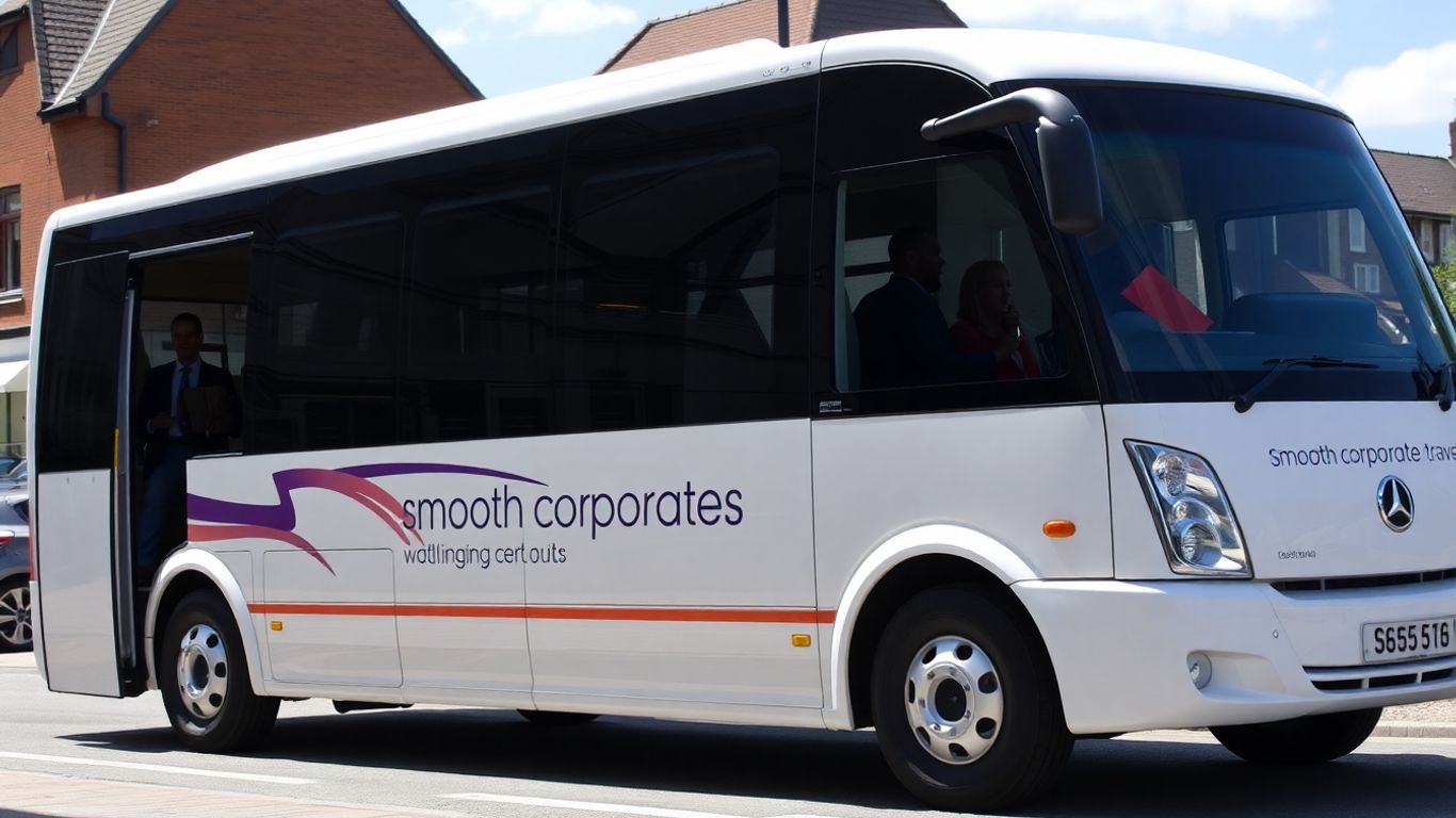 Corporate minibus in Slough ready for passenger boarding.
