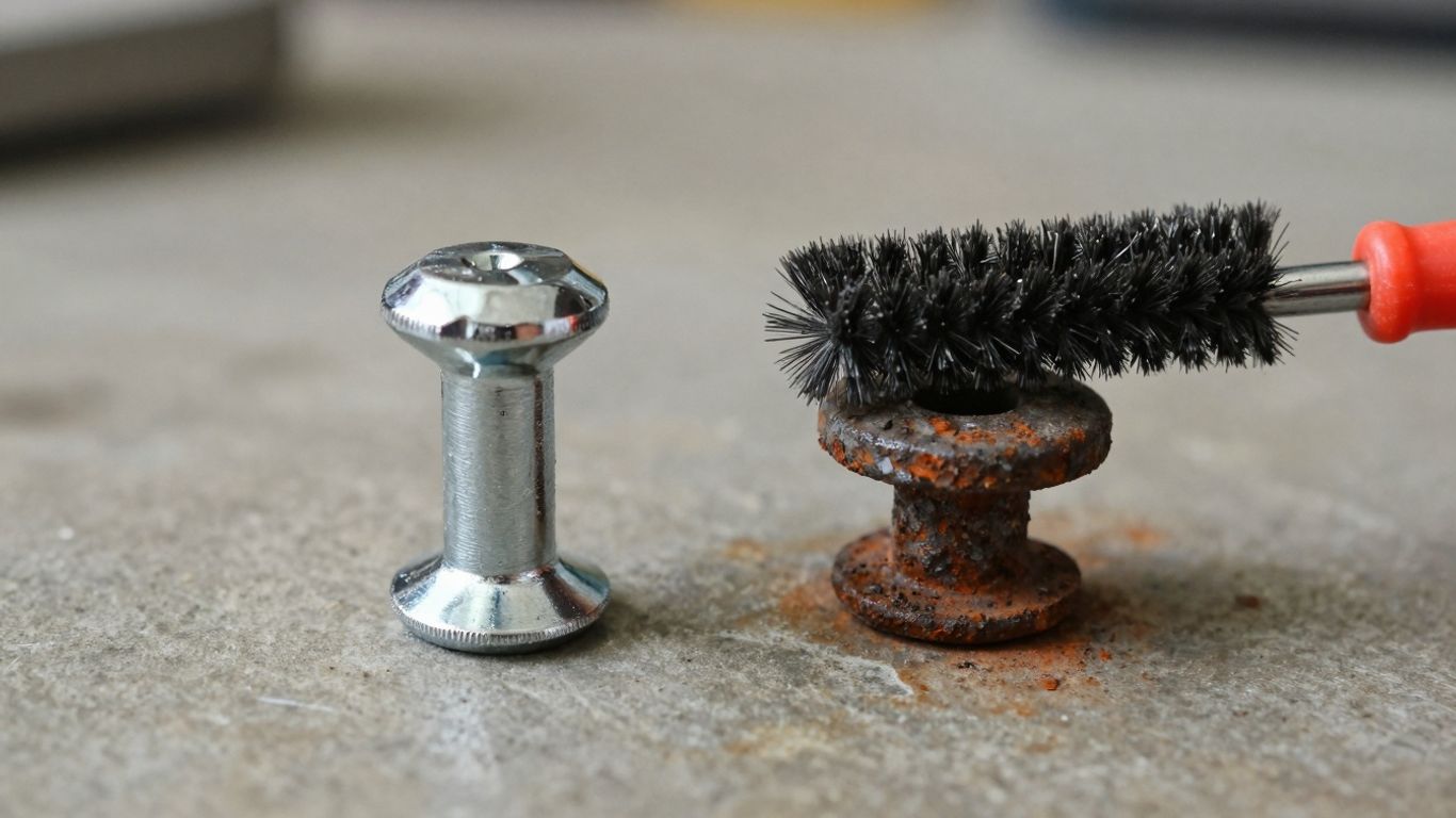 Stud Kleen vs. wire brush cleaning comparison.