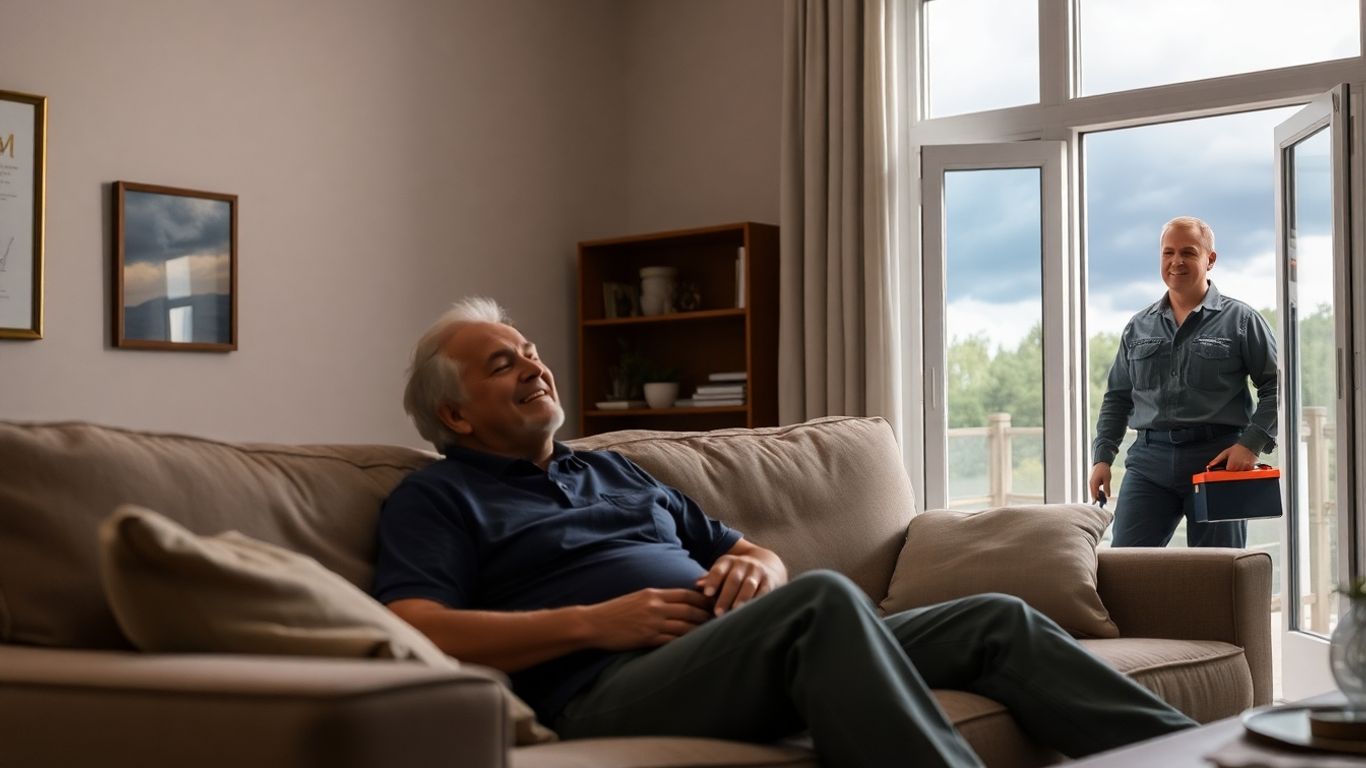 Persona relajada en casa con asistencia 24 horas.