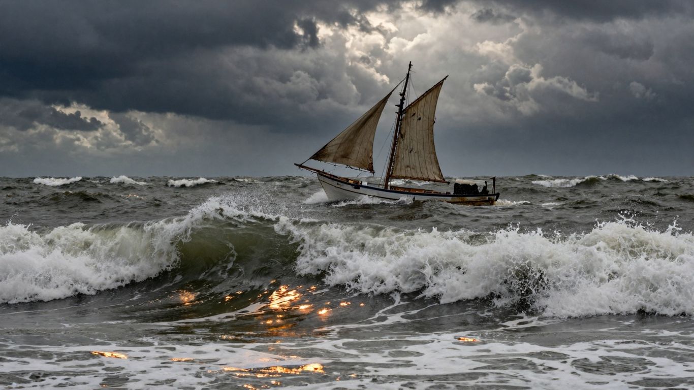 Stormy seas and a struggling boat