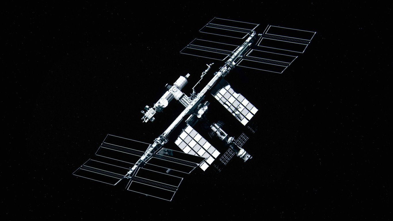 a space station in the middle of the night