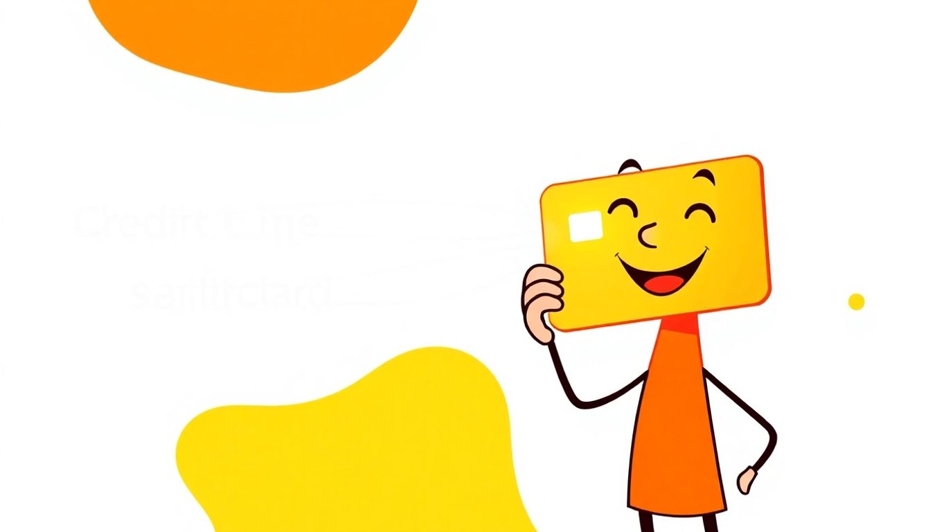 Cartoon character holding a fast-approving credit card.