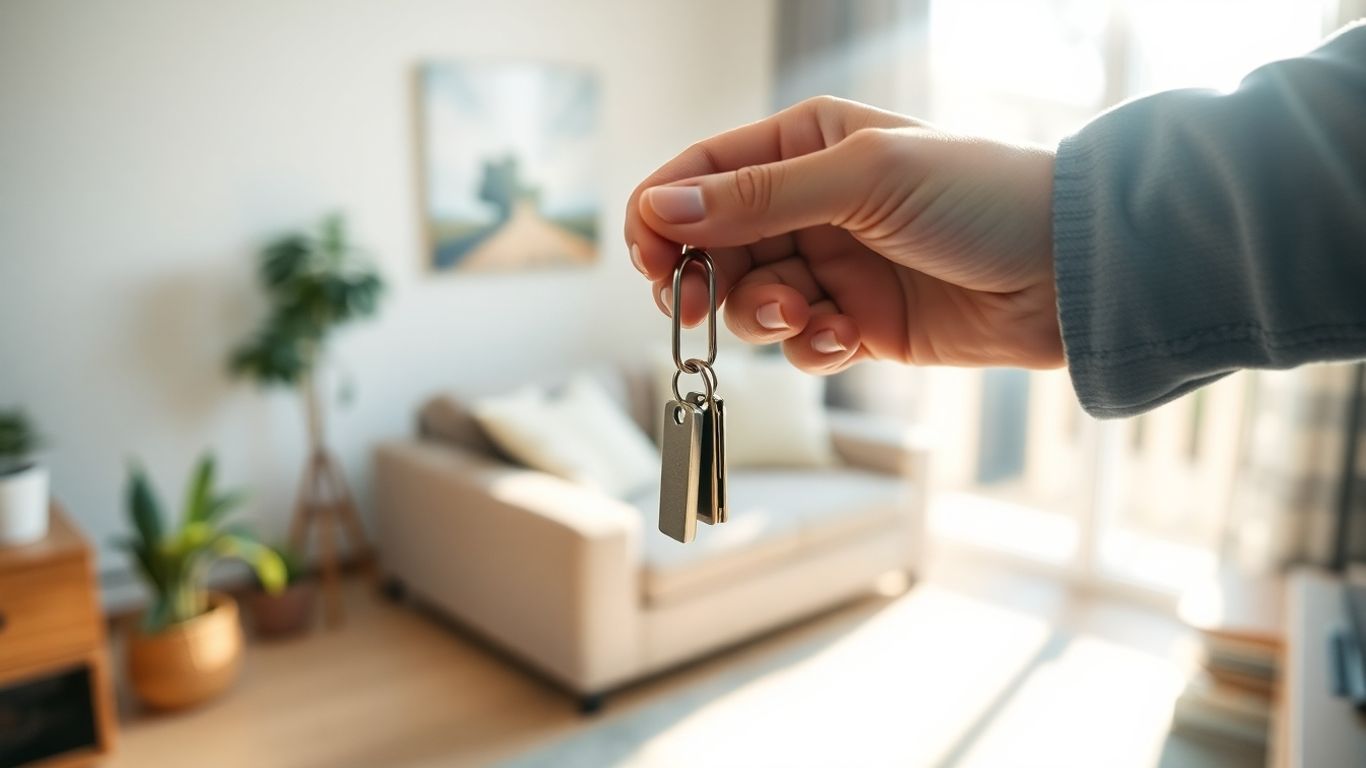 Person receiving keys to a new home.