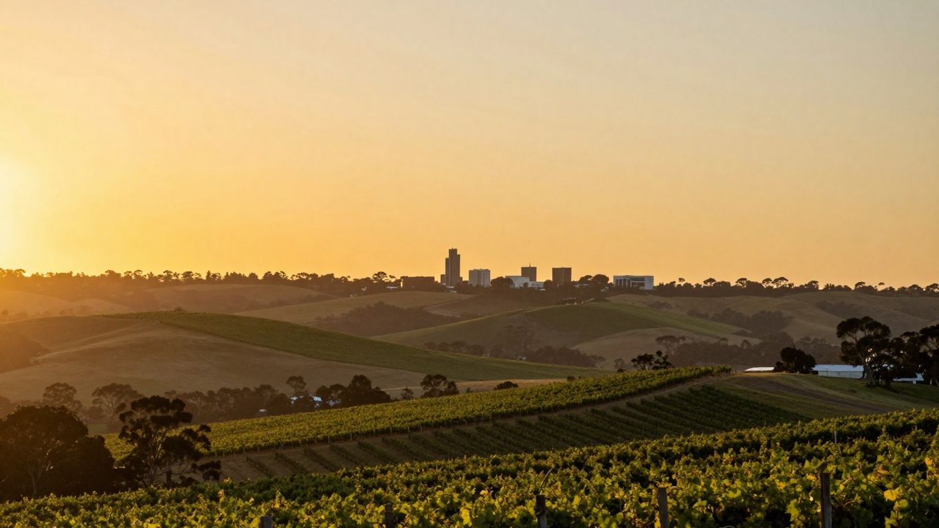 South Australian landscape at sunset, hinting at wealth.