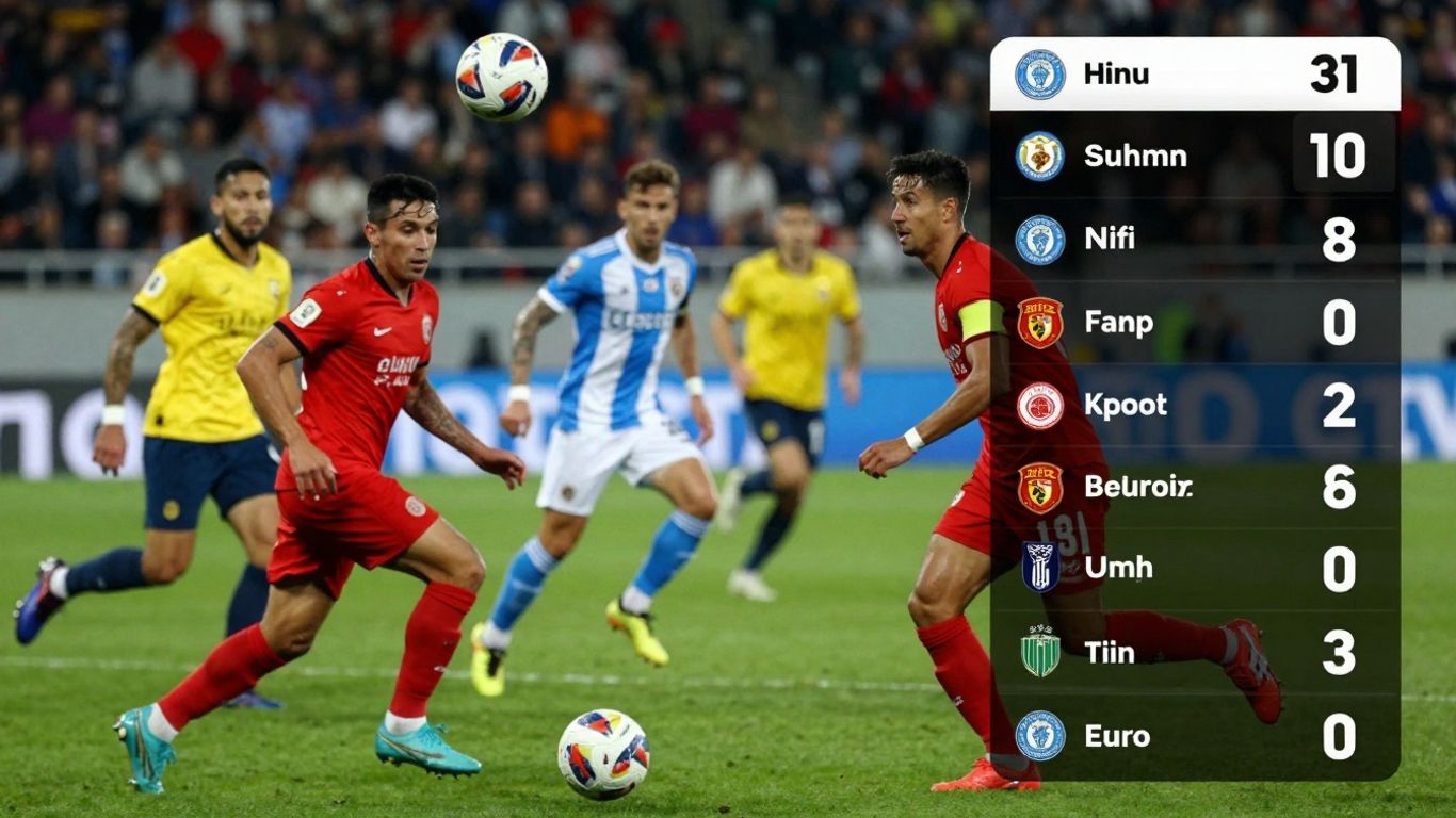 Football match in progress with players and ball.