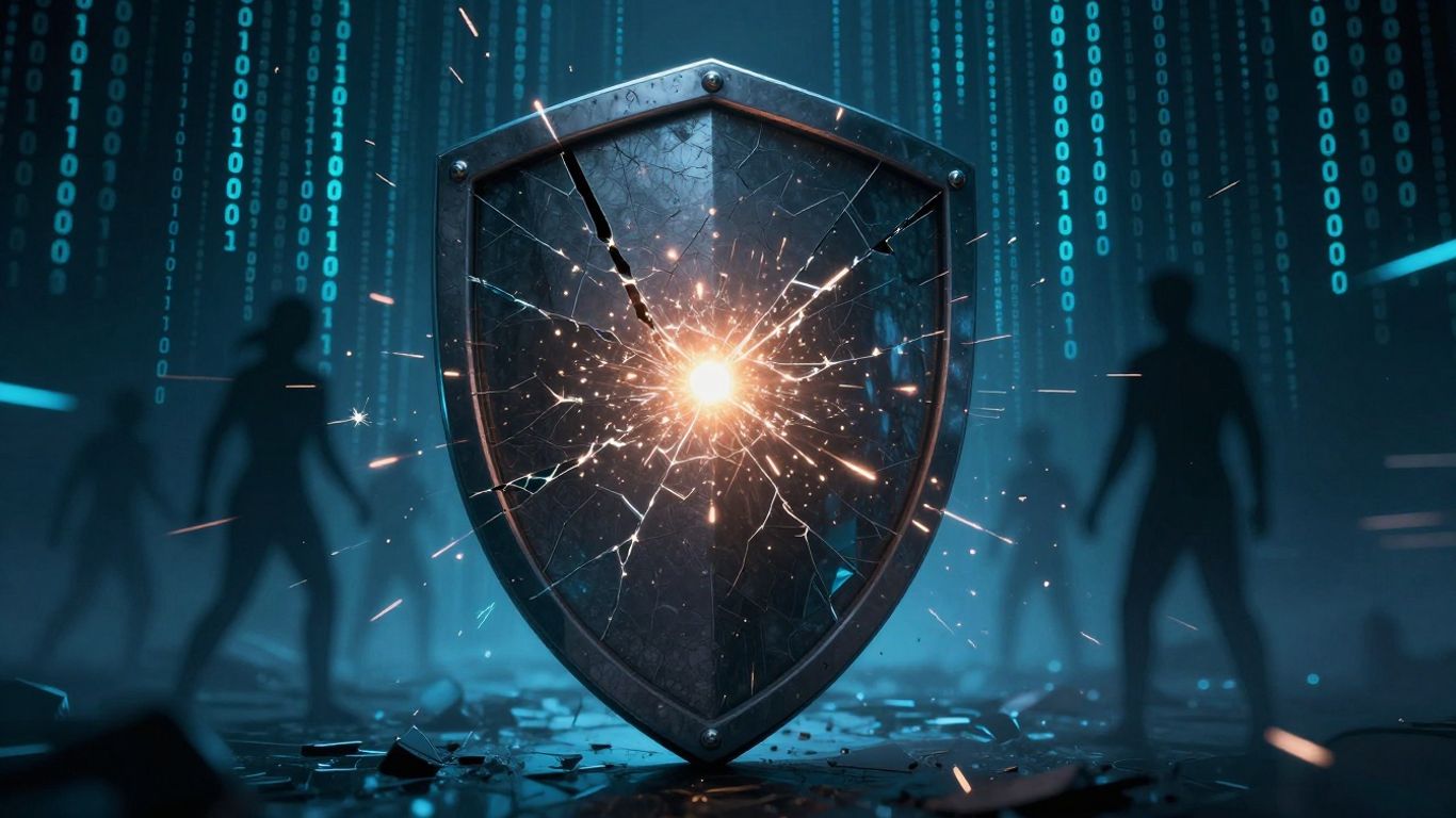 Digital shield protecting against cyber attack.