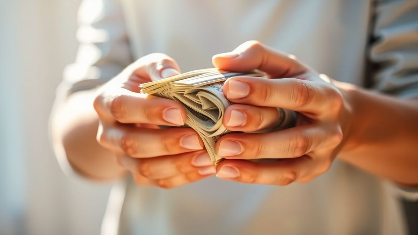 Hands holding money