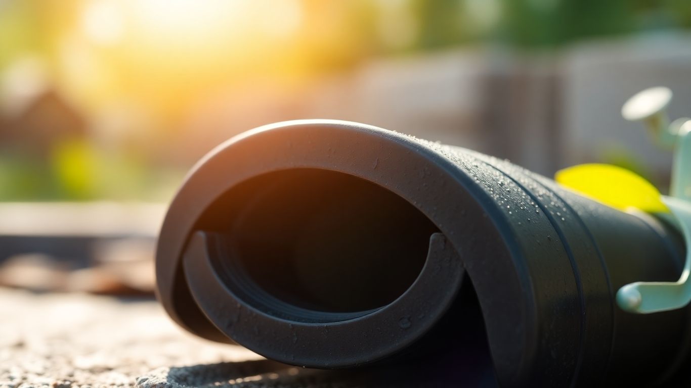 Durable well seal made of dark, textured material.