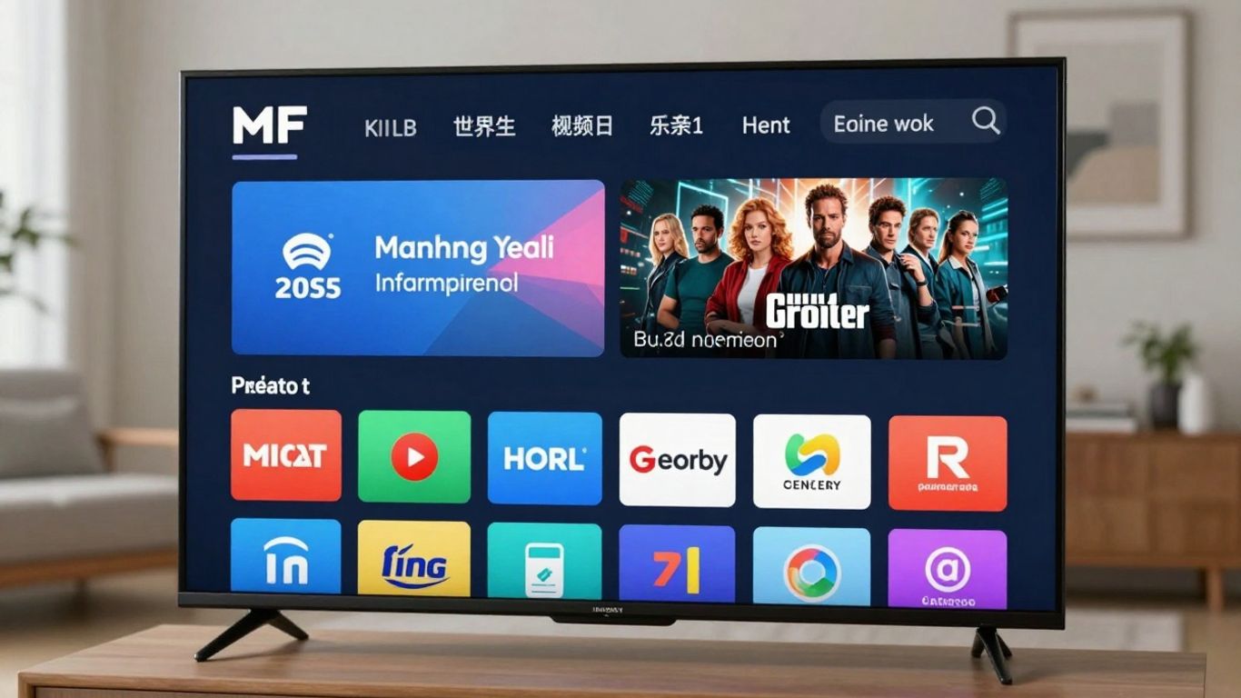HD TV screen showing streaming service interface