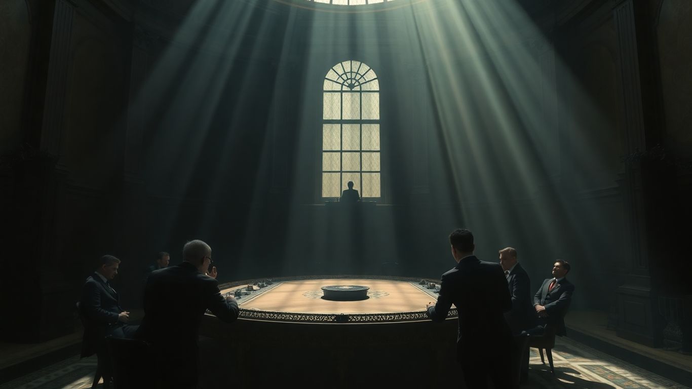 Camera legislativă cu figuri în umbră.