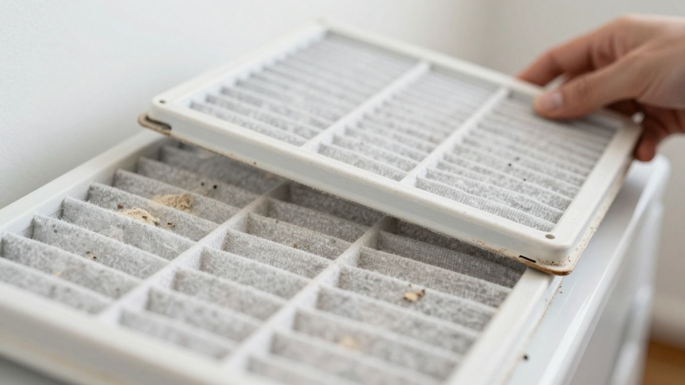 Dirty and clean furnace filters for HVAC maintenance.