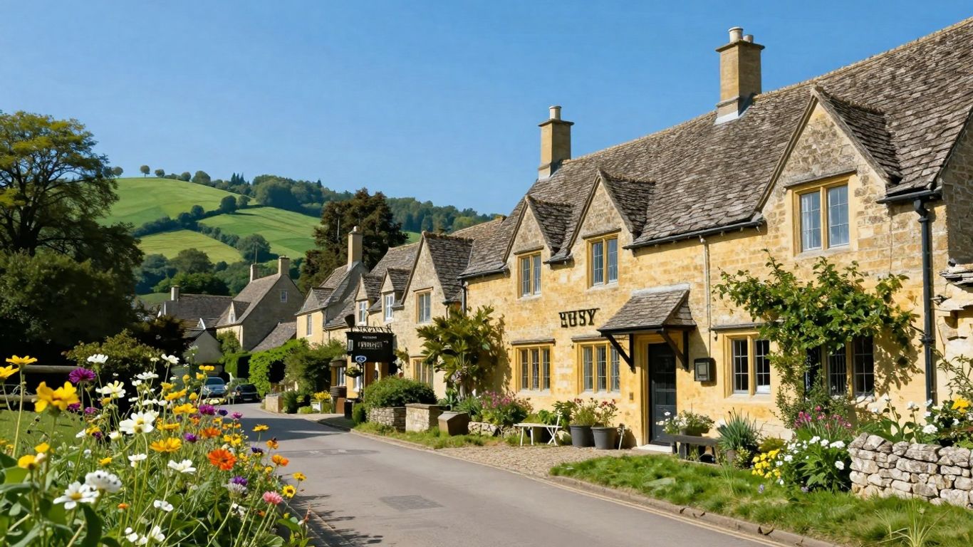 Schattige dorpjes en glooiende heuvels in de Cotswolds.