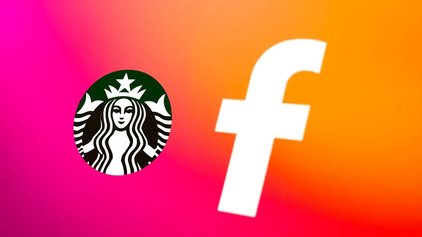 Starbucks and Facebook logos merging together.