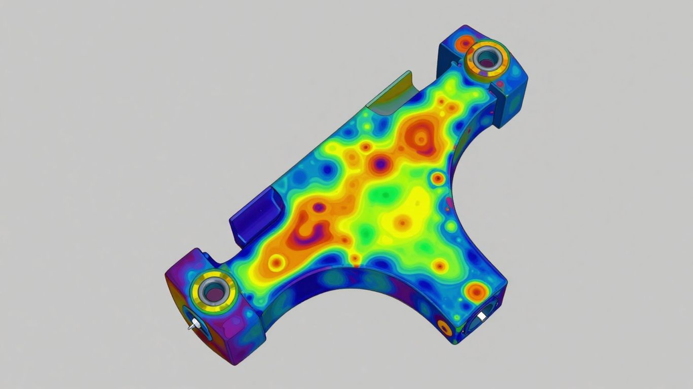 3D model with stress analysis heatmap