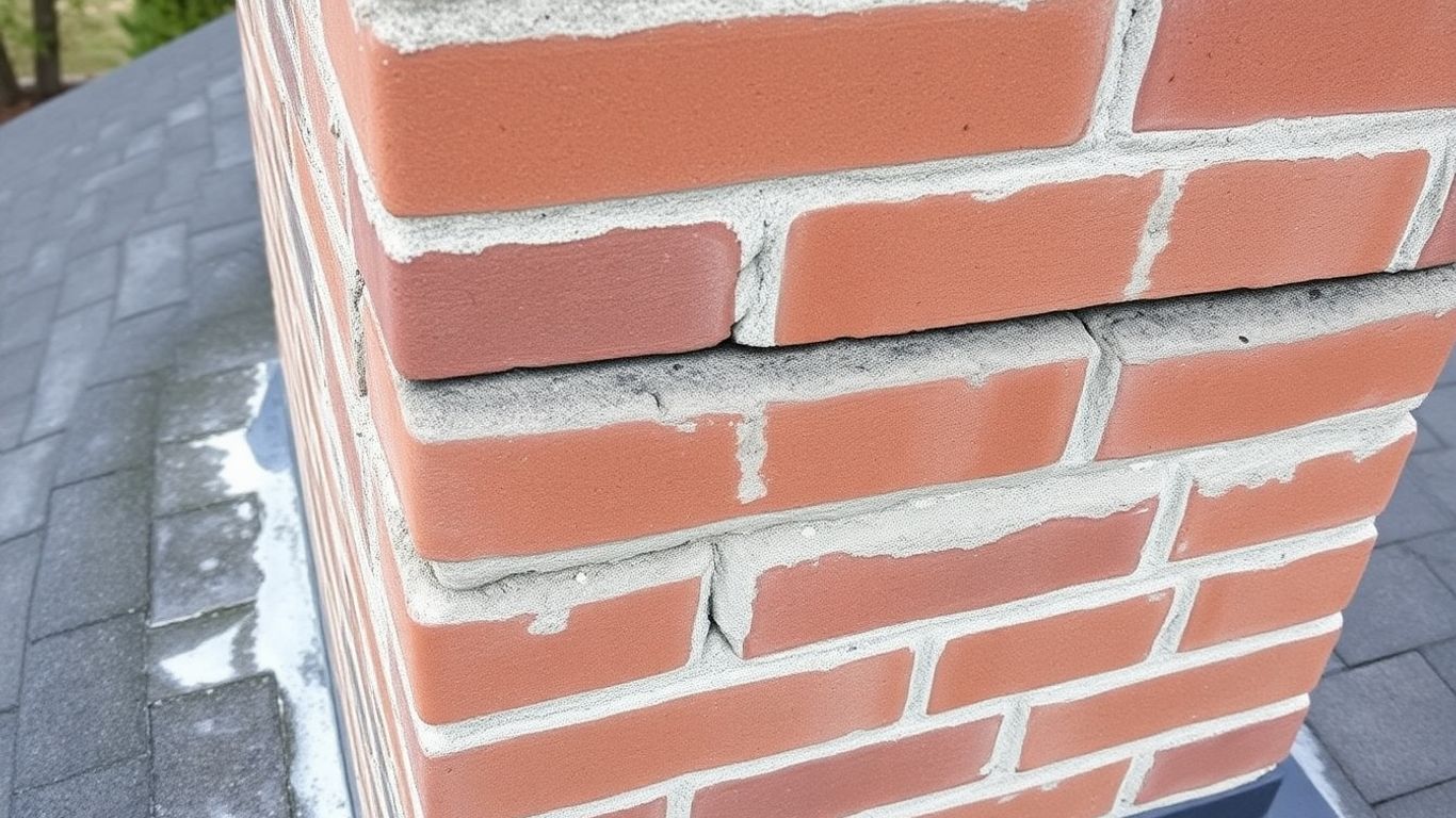 Damaged brick chimney needing repair in Mashpee, MA.