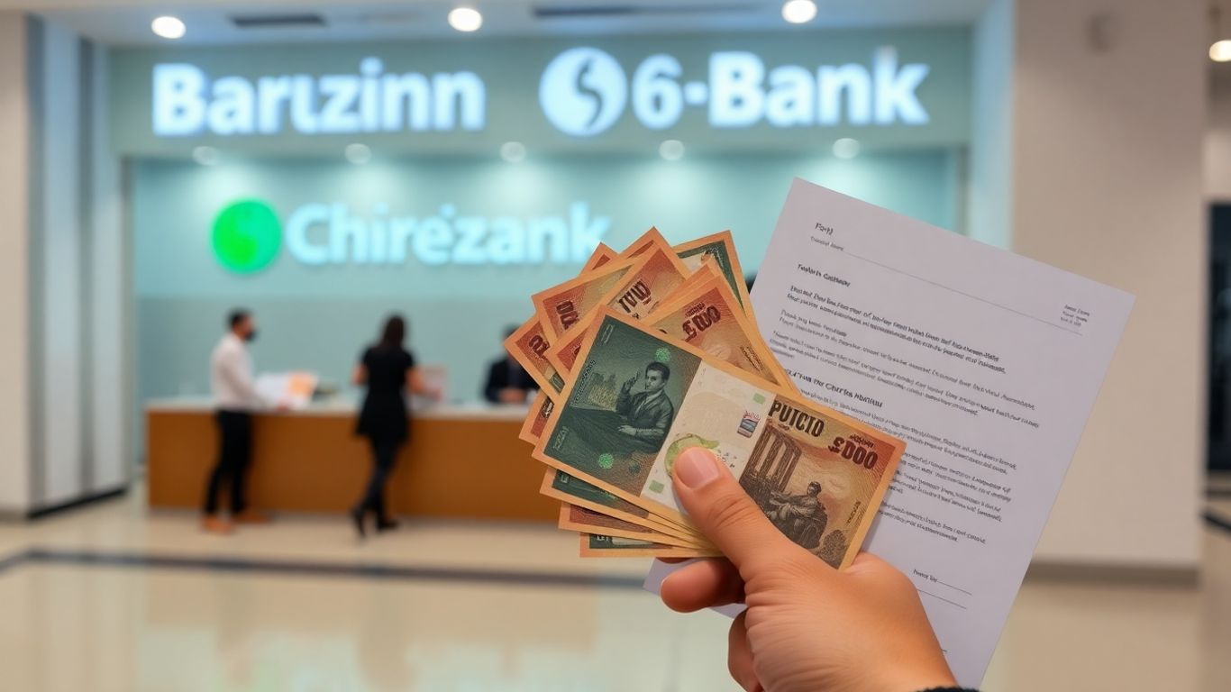 Persona con dinero y documentos bancarios.
