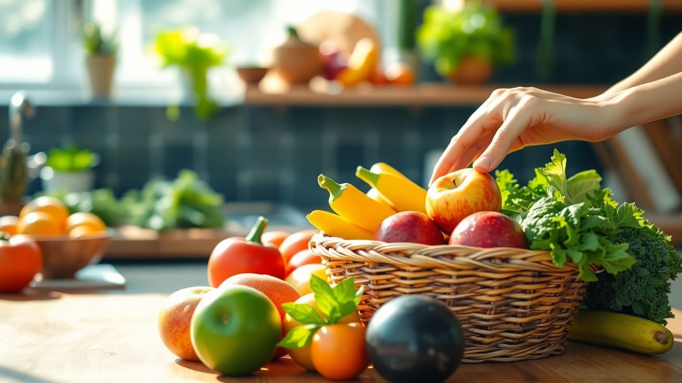 Fructe proaspete și legume pentru o viață sănătoasă.