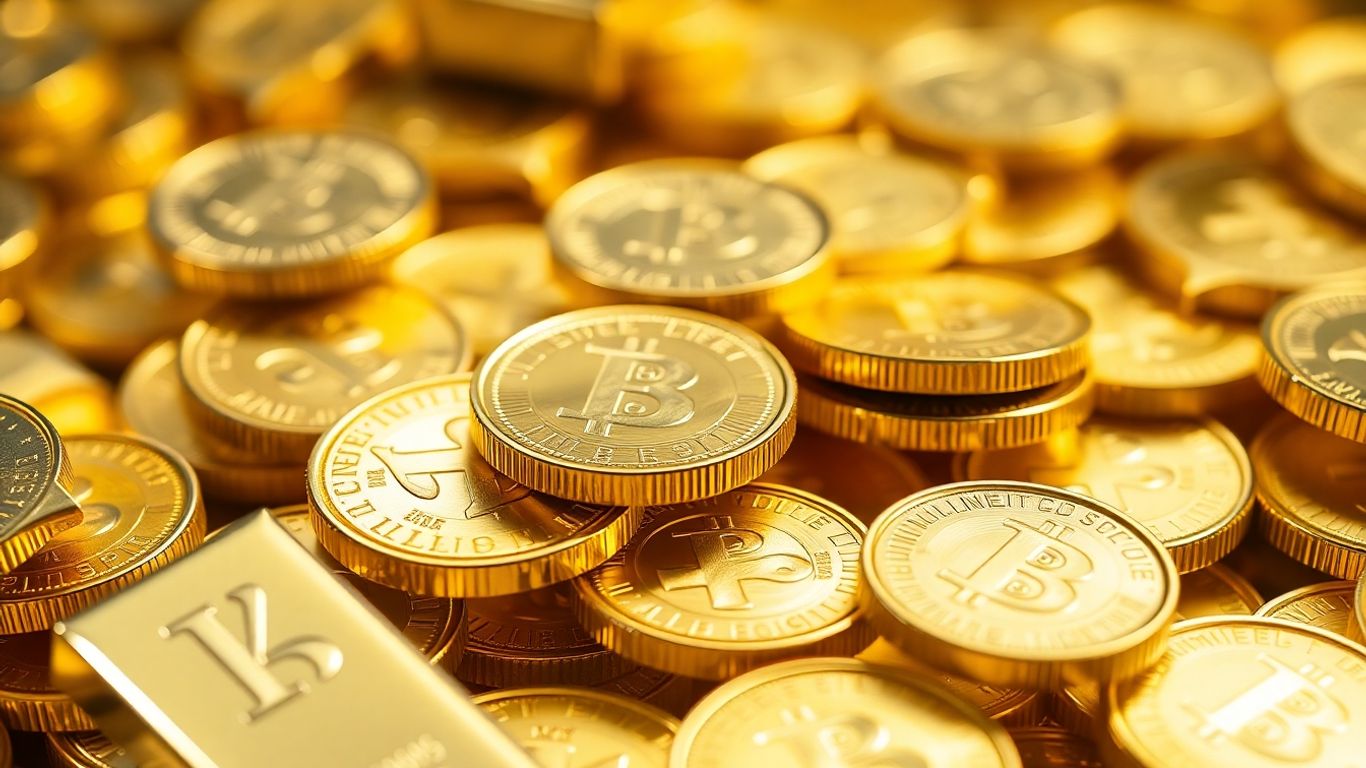 閃亮的金條和金幣。
