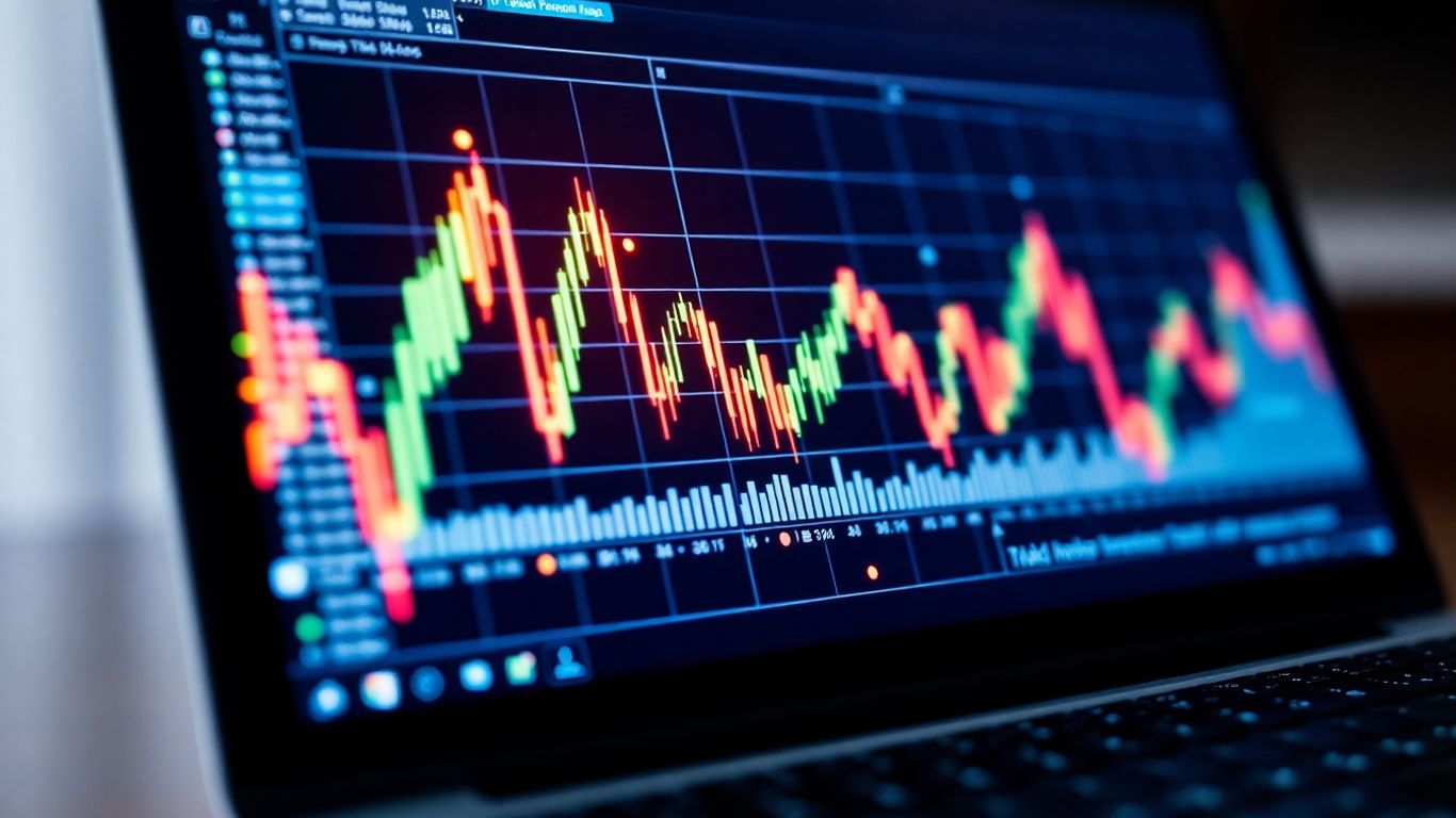 Financial data on a laptop screen