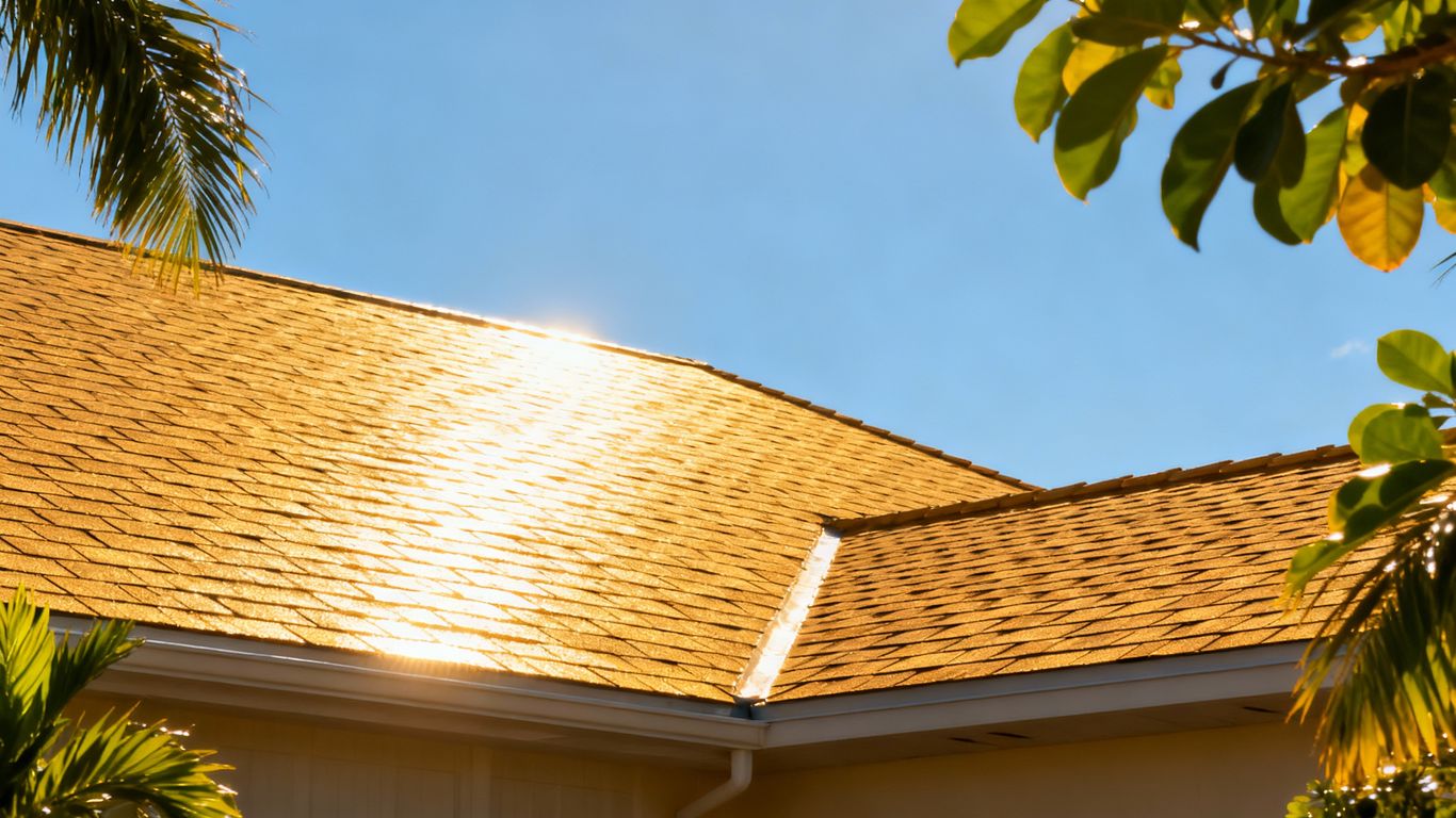 Miami commercial building roof under a sunny sky.