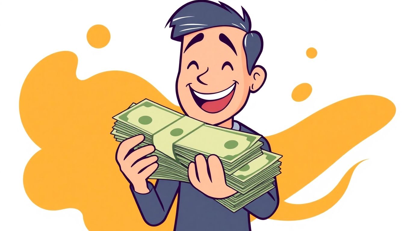 Person happily holding a stack of cash