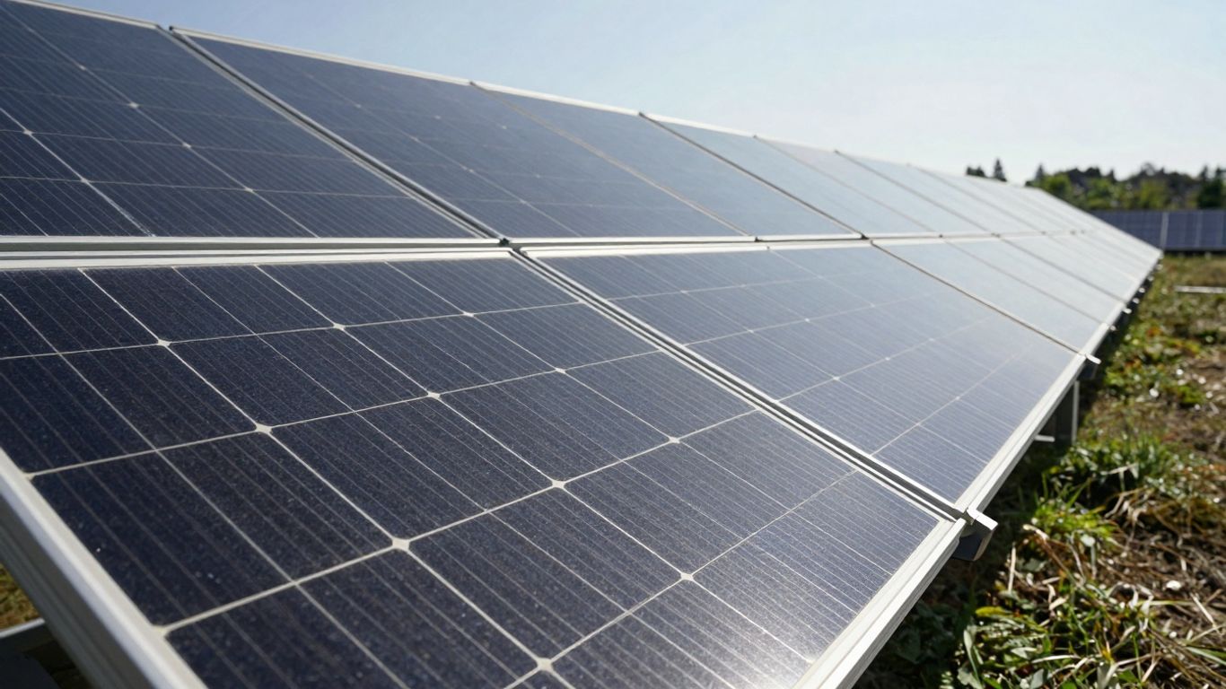 Panneaux photovoltaïques sous le soleil, technologie solaire.