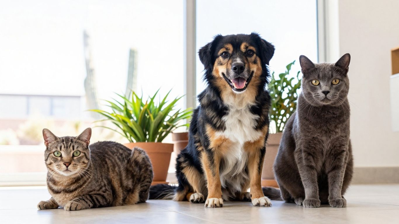 Happy dog and cat in Arizona home.